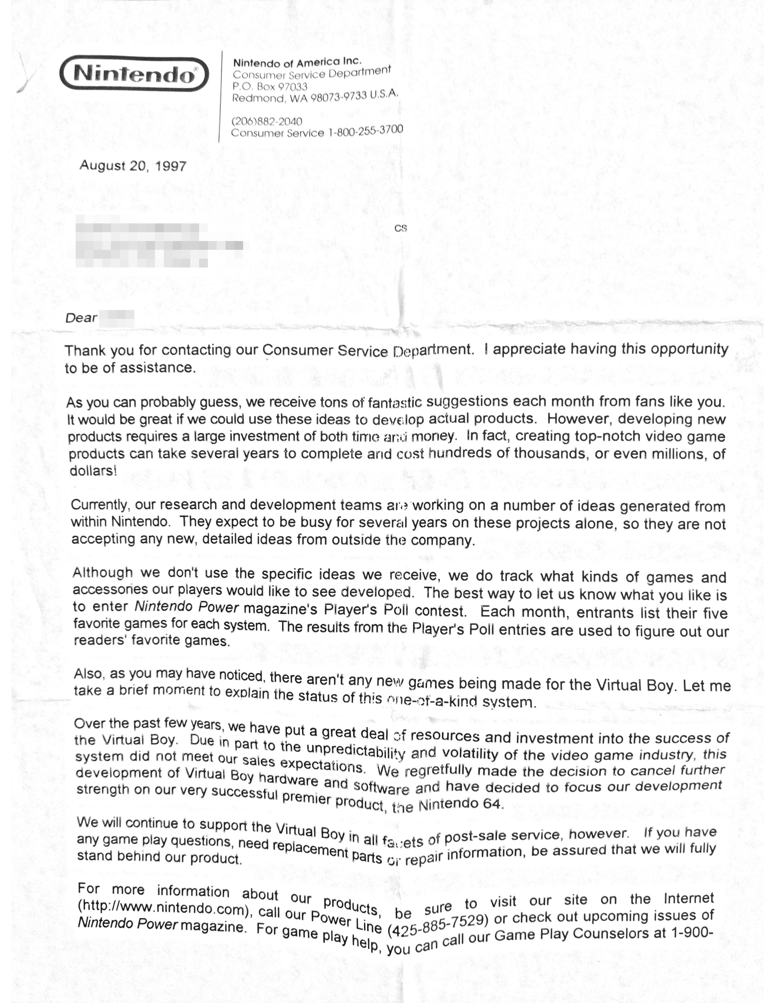 Response from Nintendo
